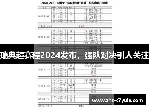 瑞典超赛程2024发布，强队对决引人关注